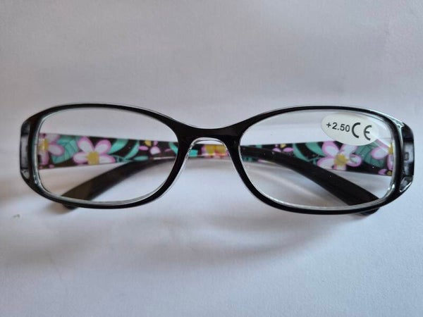 Sue+2.50 Ladies Purple flora Reading Glasses