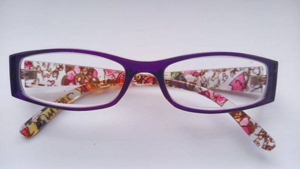 Closevision : Carrie : Purple Abstract: +1.50 : Fashion Reading Glasses.
