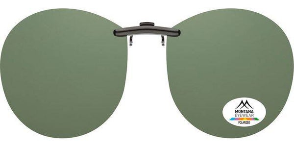 C14a.  Green rounded polarised clip-on for metal frames