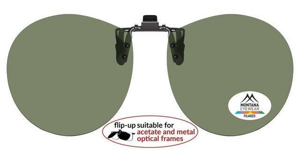 C10a Green rounded polarised clip-on for all frames