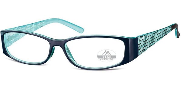 R09 +3.50 Ladies Teal/Black Fashion Reading Glasses