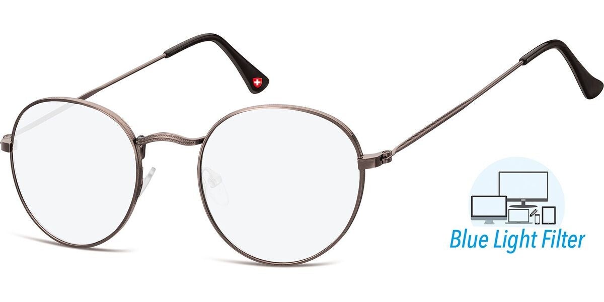 Blf54 +2.50 Gunmetal blue filter fashion reading Glasses
