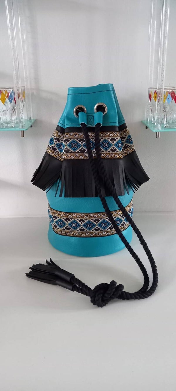 Vinyl  Duffle Bag Turquoise & Black