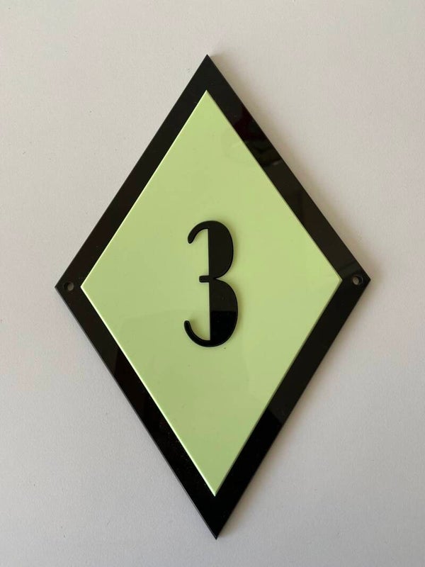Single Diamond Harlequin House number plaque