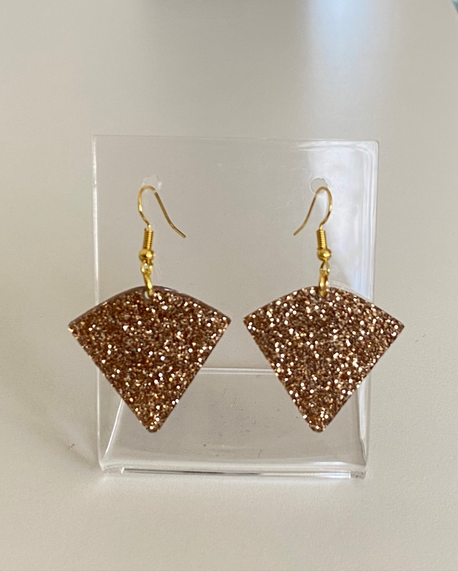 Gold Glitter Fan earrings