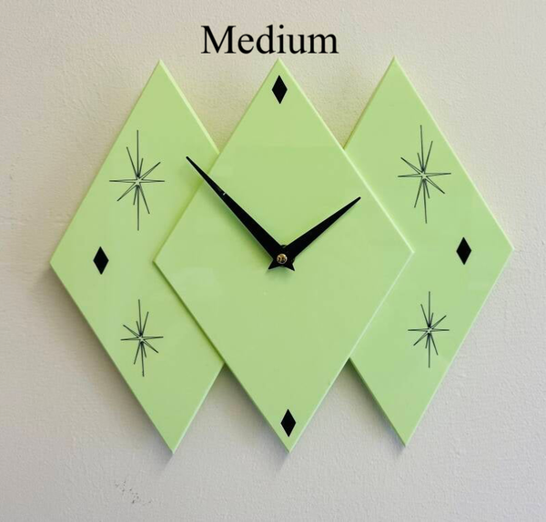Harlequin Clock with Atomic Starburst Pistachio