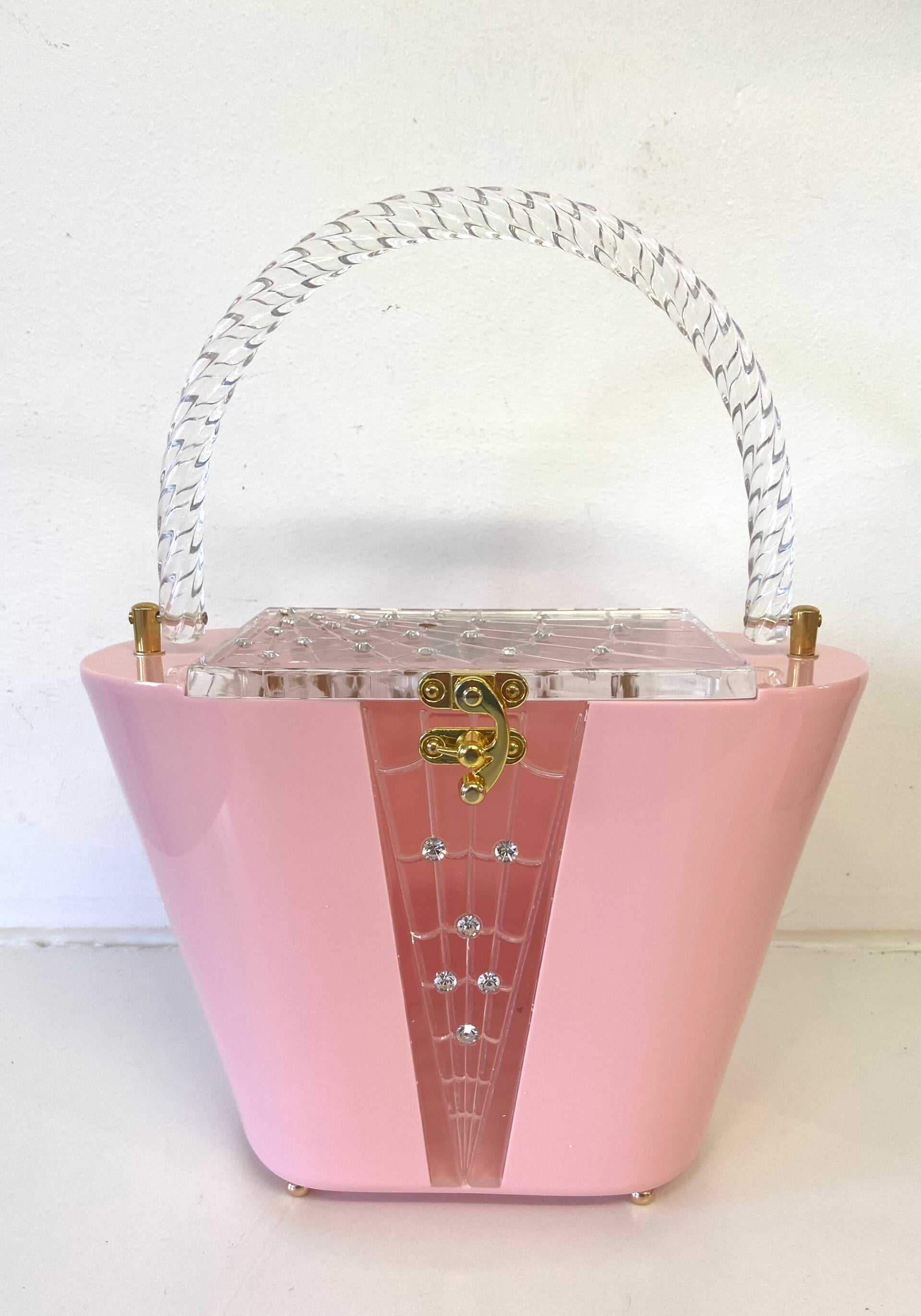 Cosmopolitan Lucite vintage style Purse. Baby Pink or Blue Marble
