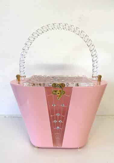 Cosmopolitan Lucite vintage style Purse. Baby Pink or Blue Marble