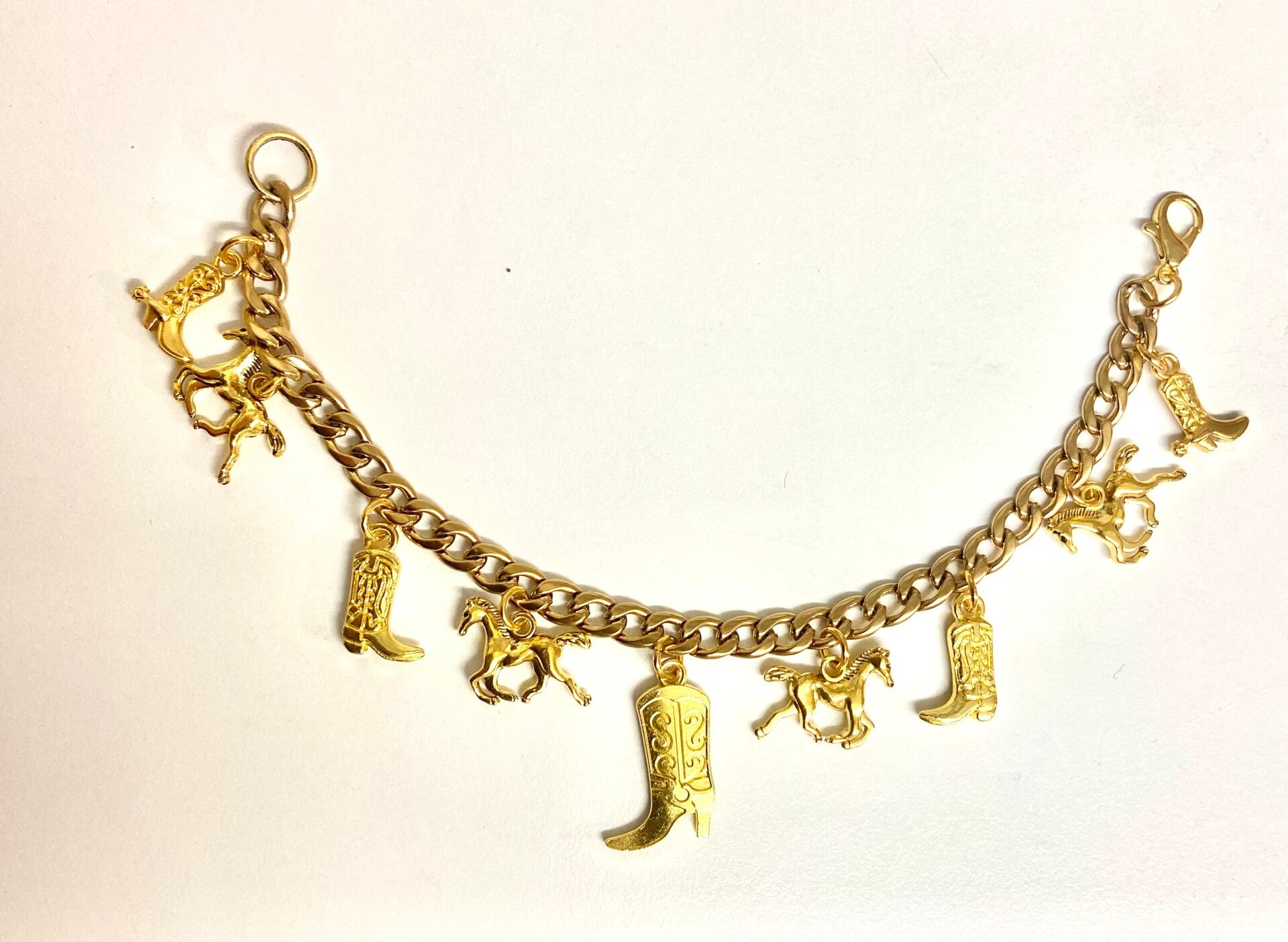 Boots & Horses Charm Bracelet Gold