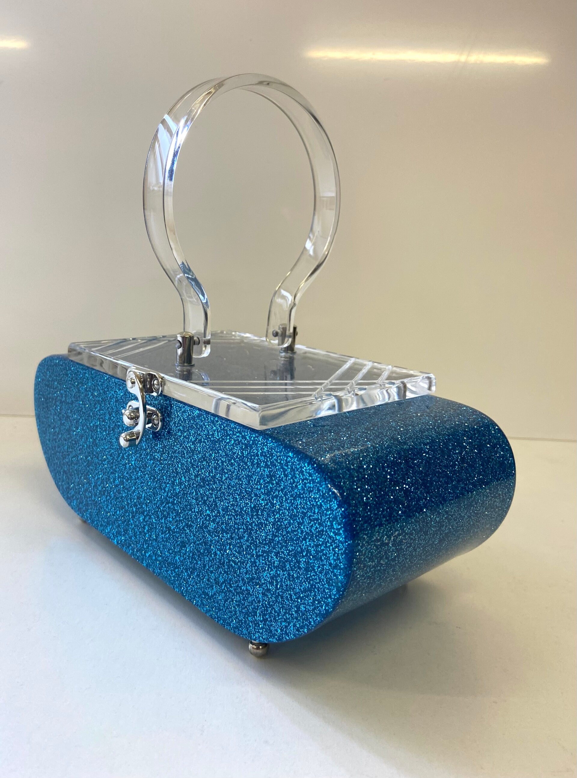 Perennial Lucite style bag- Blue Glitter
