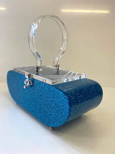 Perennial Lucite style bag- Blue Glitter