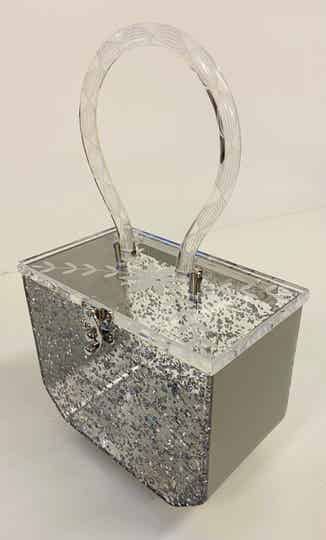 Art Deco style Lucite style Purse Silver Flake