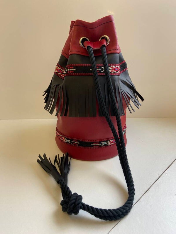 Vinyl  Duffle Bag Red & Black