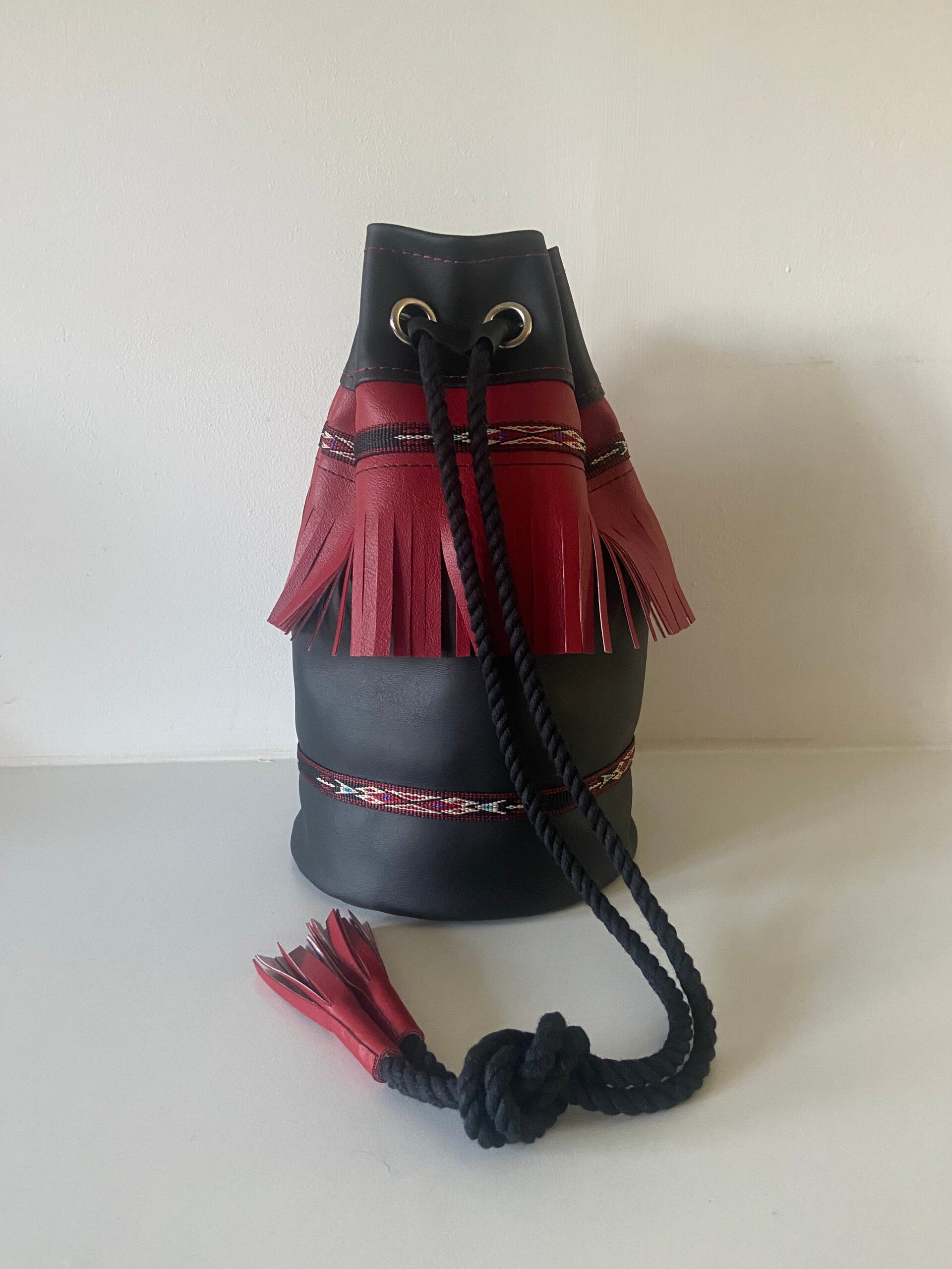 Vinyl  Duffle Bag Black &Red