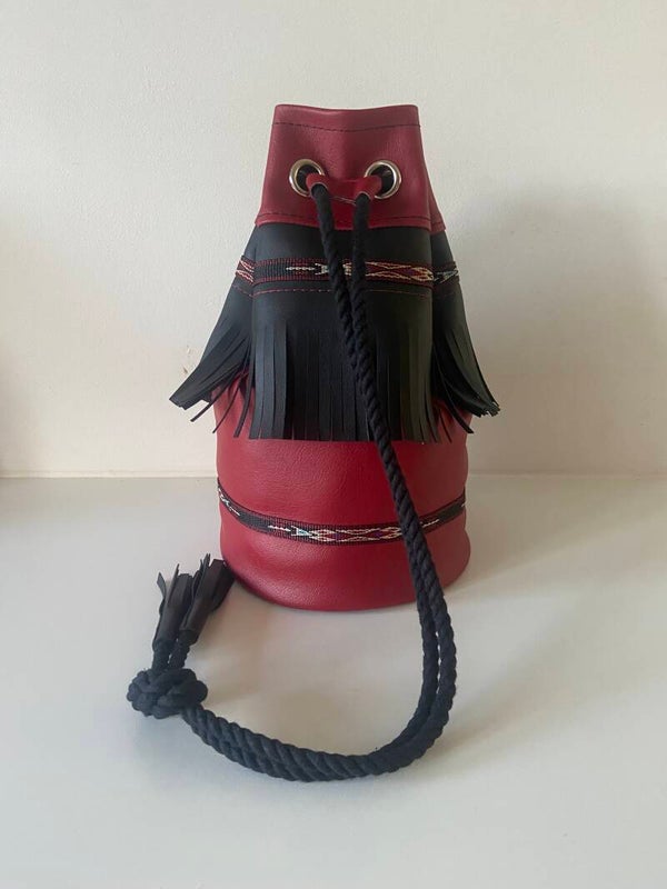 Vinyl  Duffle Bag Red & Black