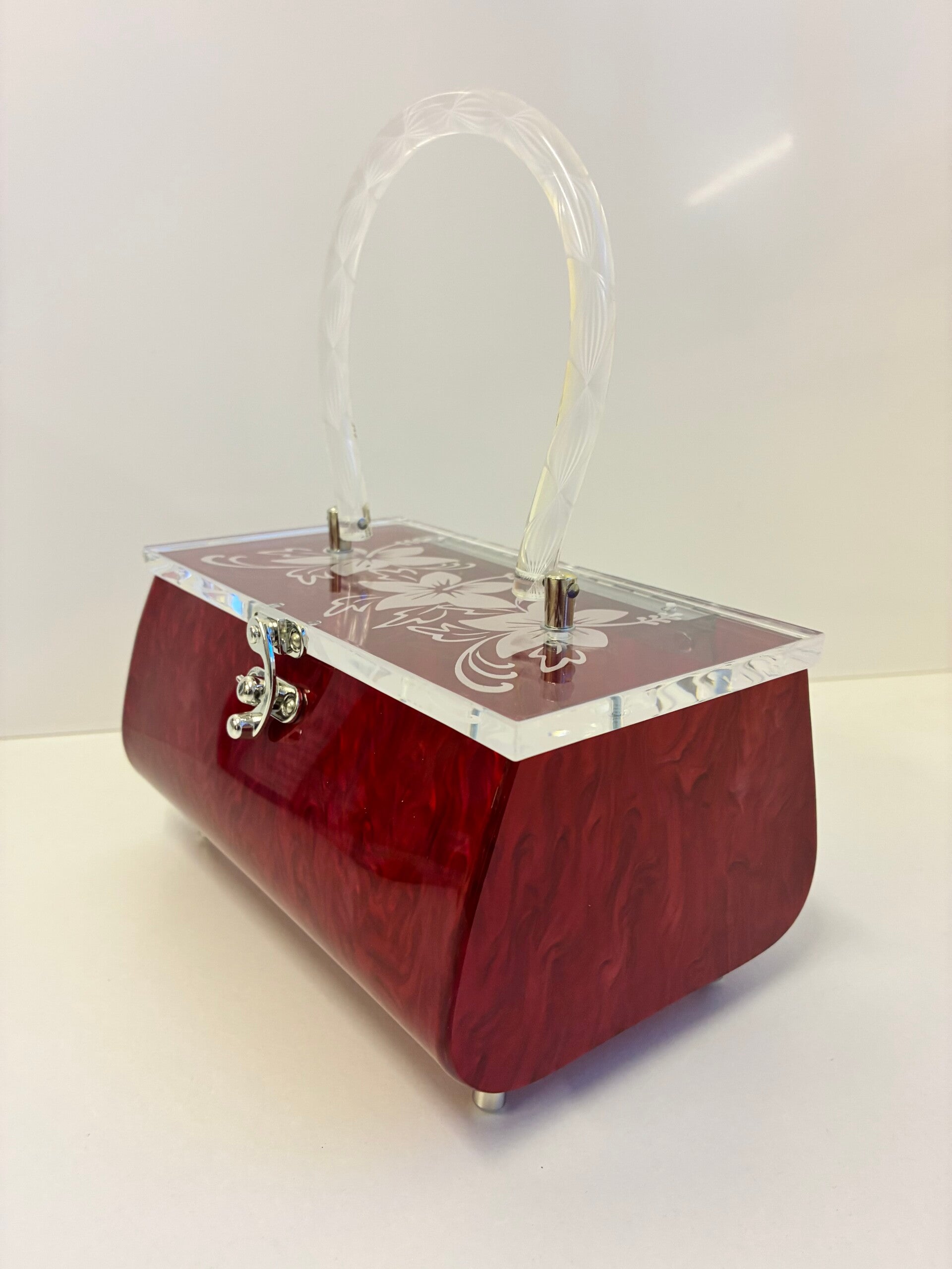 Constantine Lucite style Purse in Red Marble