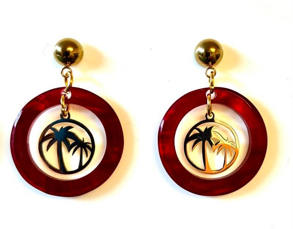1950’s Marylyn style Hoop & Palm Tree earrings