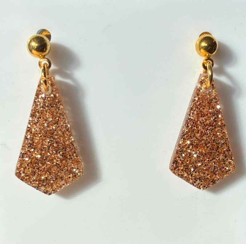 Art Deco style Gold Glitter Earrings