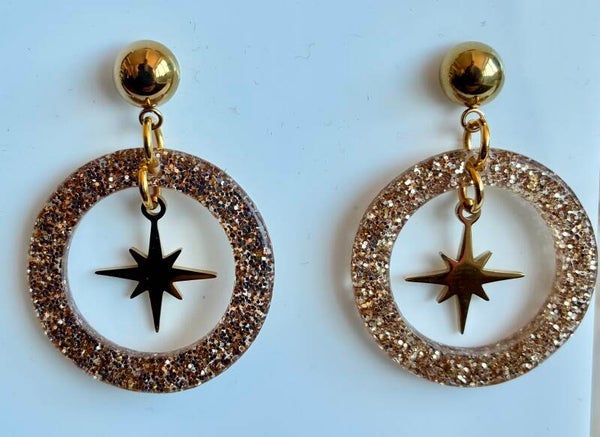 1950’s Marylyn style Hoop earrings with starburst centre