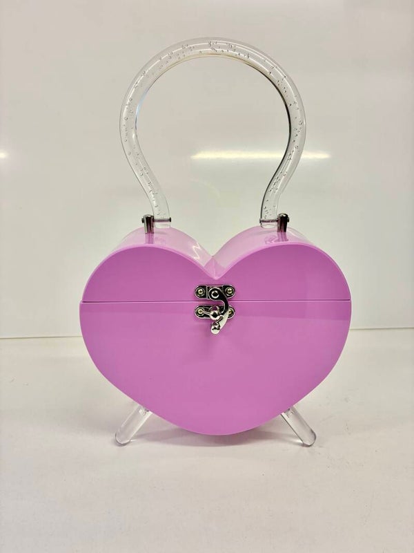 Heart Lucite style purse. - Bubblegum Pink