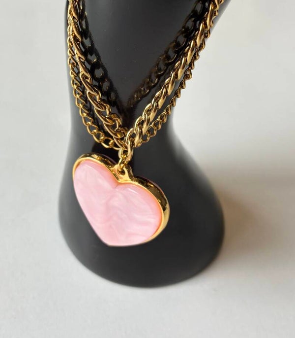 1950’s Large Heart Bracelet Baby Pink Marble