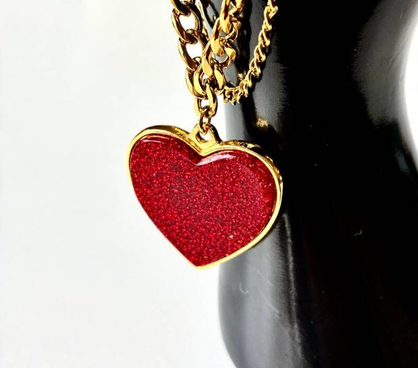 1950’s Large Heart Bracelet Red glitter