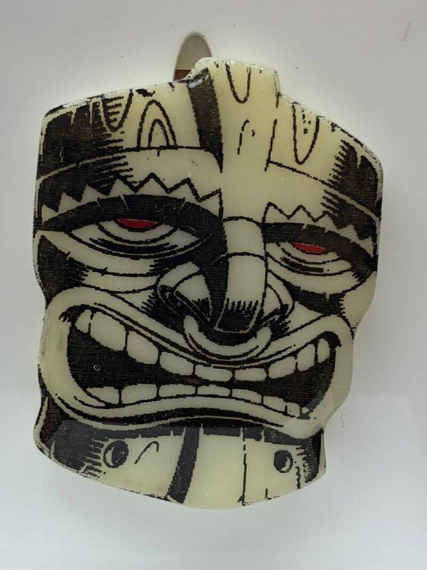 Tiki mask brooch