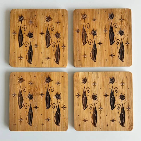Siamese Cat Bamboo patterned Coaster