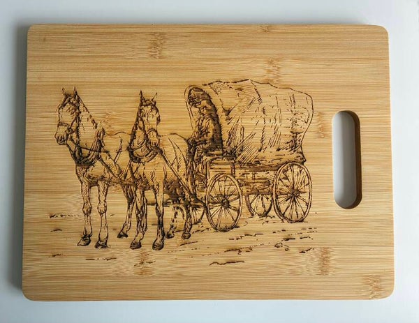 Wagon & Horses Bamboo Chopping board.