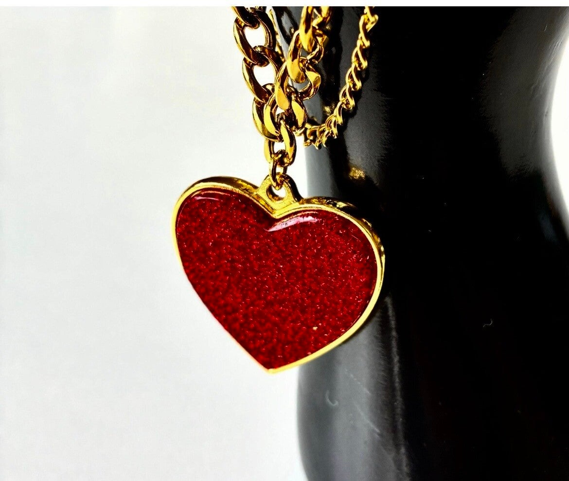 1950’s Large Heart Bracelet Red glitter