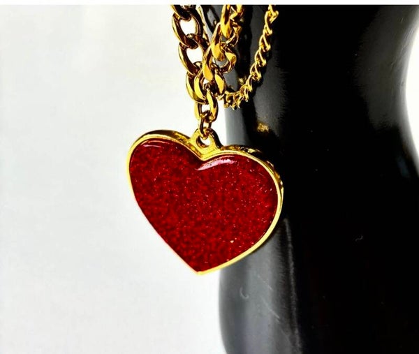1950’s Large Heart Bracelet Red glitter