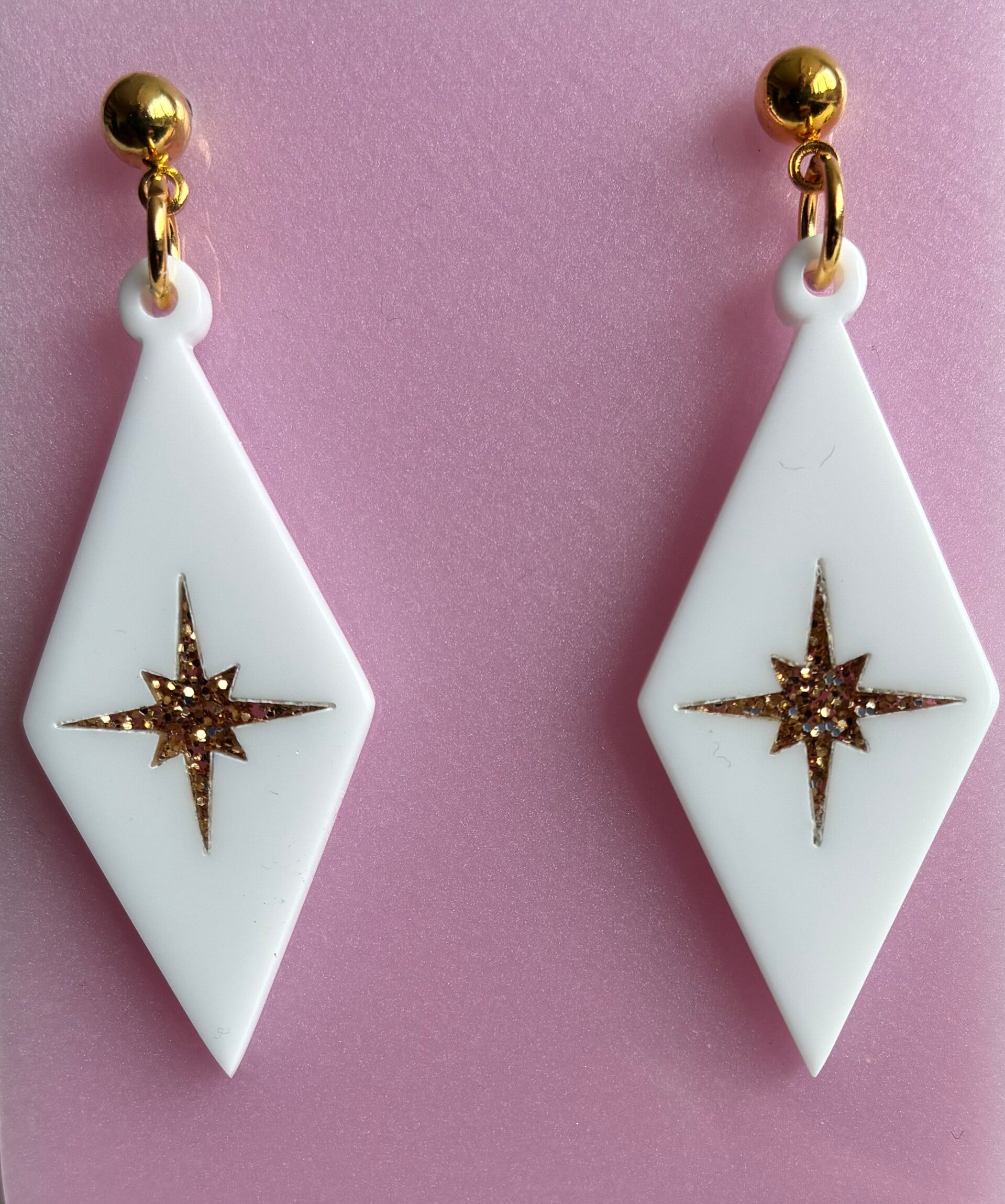 Harlequin Diamond Earrings with Atomic starburst centres