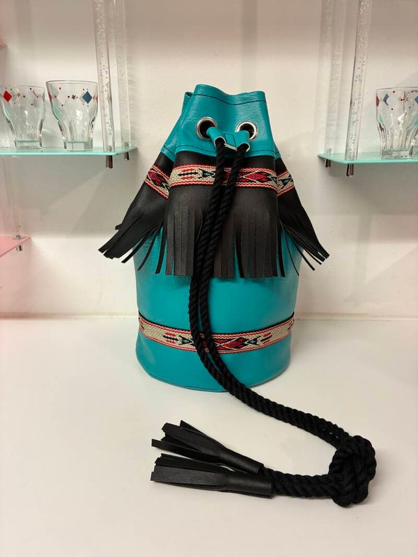 Vinyl  Duffle Bag Turquoise & Black