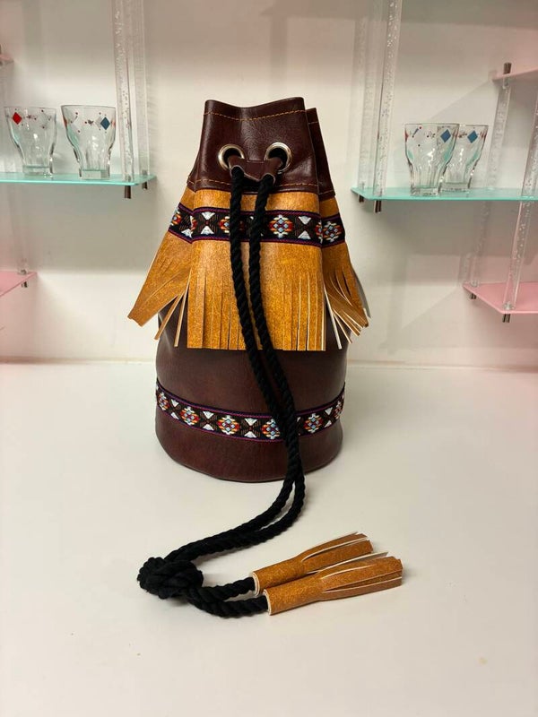 Vinyl  Duffle Bag Brown & Tan