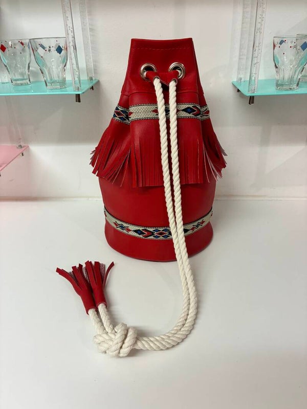 Vinyl  Duffle Bag in Red