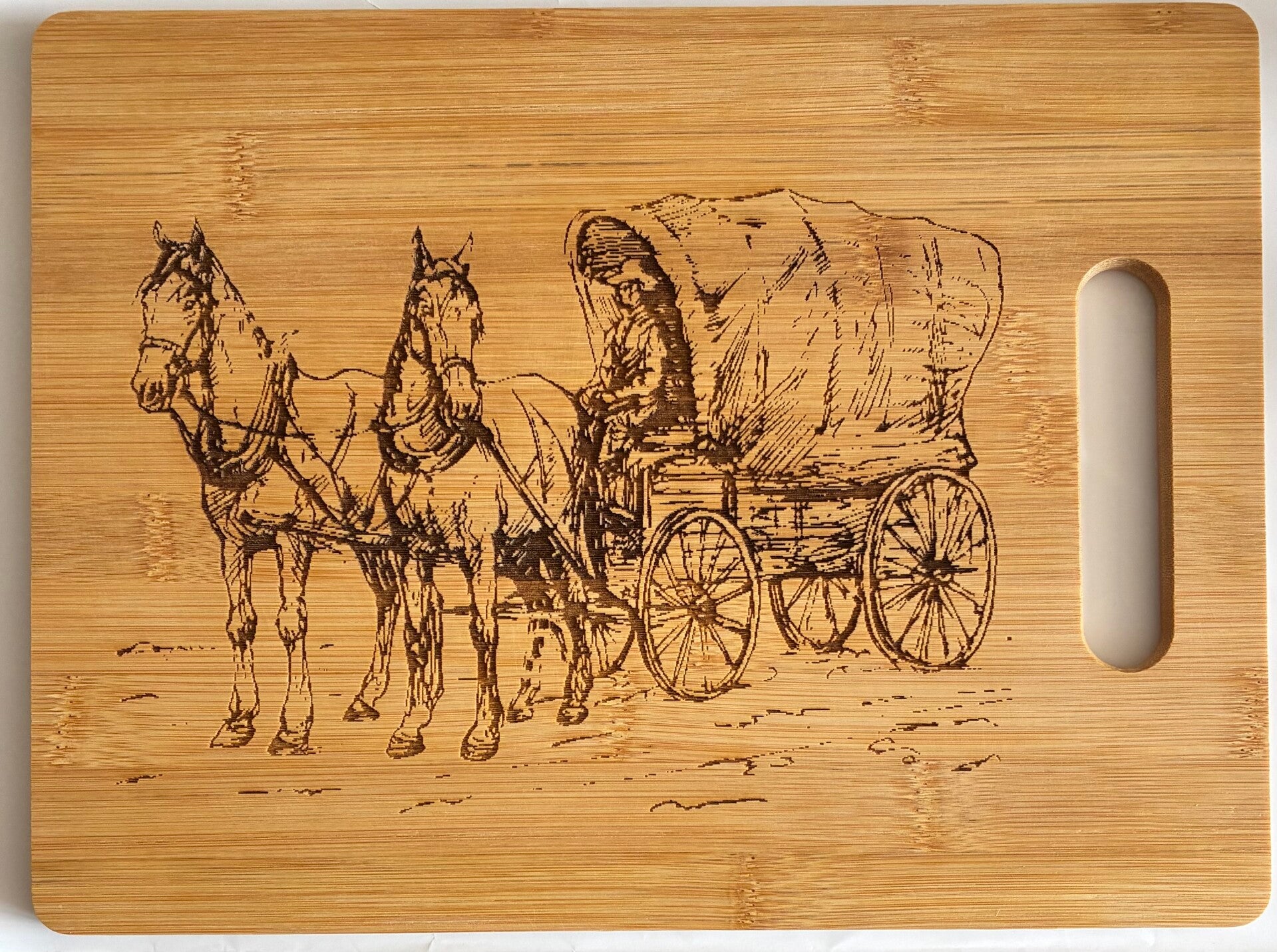 Wagon & Horses Bamboo Chopping board.