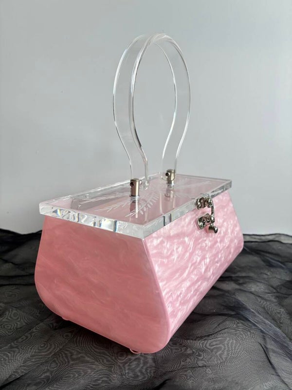 Constantine Lucite style handbag/Purse in Baby Pink Marble