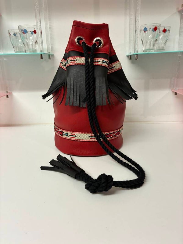 Vinyl  Duffle Bag in Antique Red