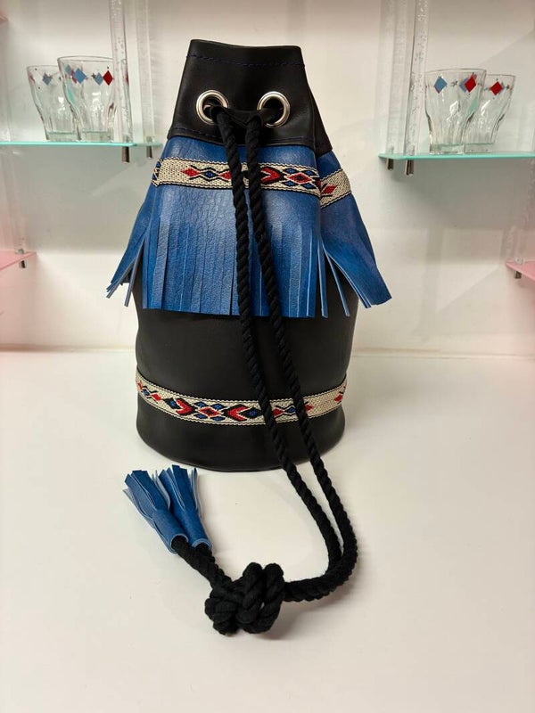 Vinyl  Duffle Bag Black & Blue