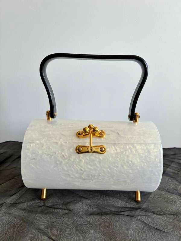 The Manhattan Lucite style bag Beige Marble