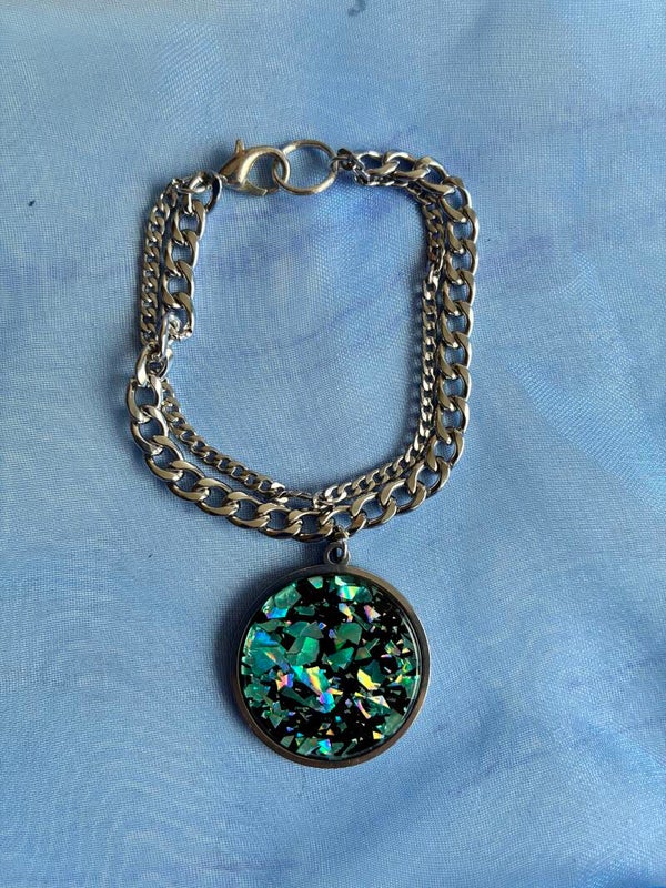 1950’s Large Disc Bracelet Silver Chain