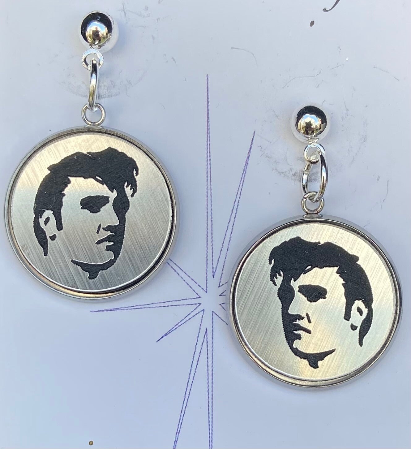 Elvis Penny Disc Earrings