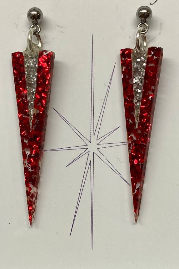 1950’s/Art Deco earrings Red Glitter