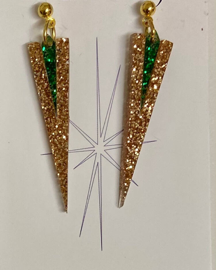 1950’s/Art Deco earrings Gold Glitter