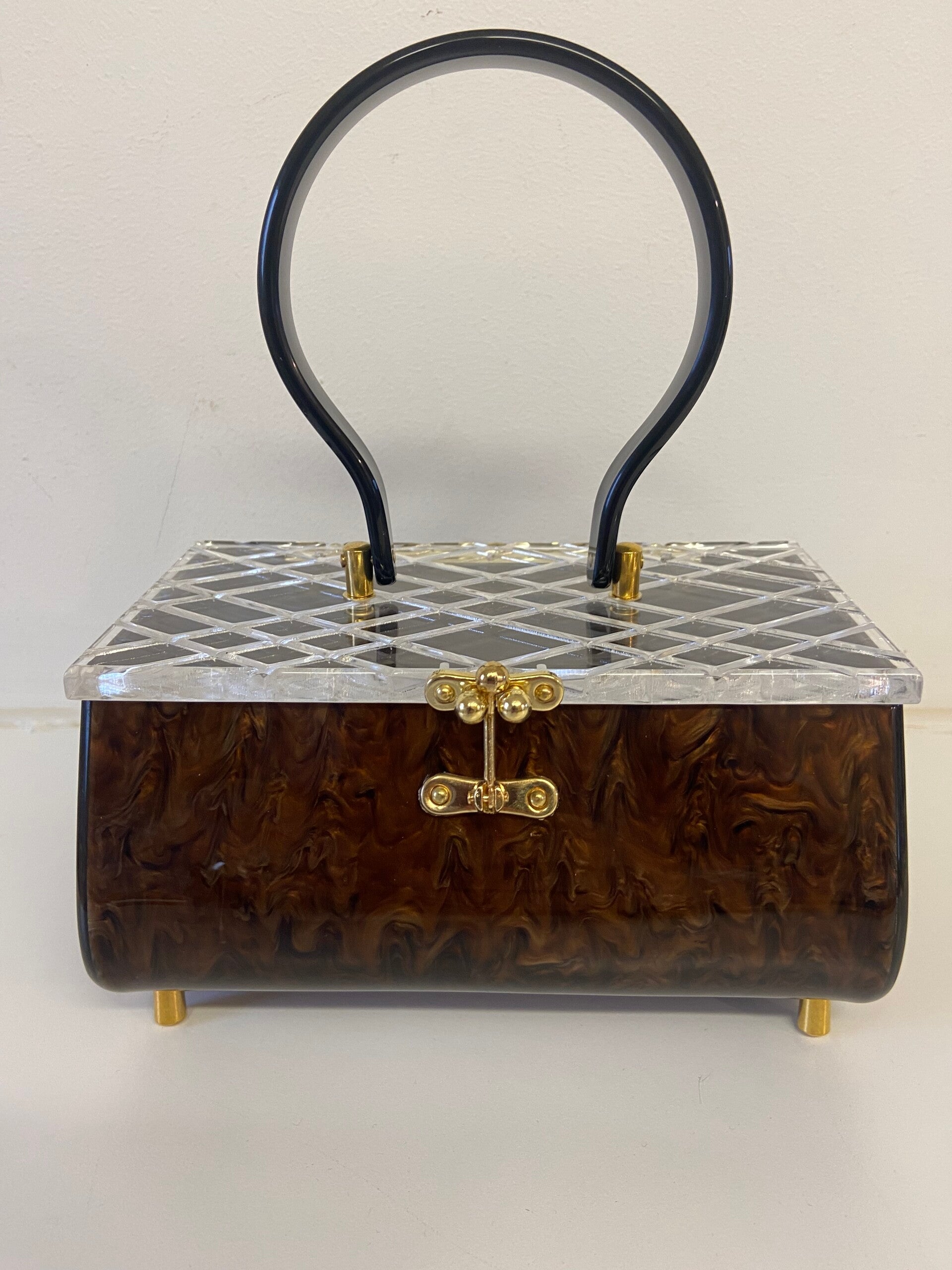 Constantine Lucite style Purse in a Tortoise shell Marble