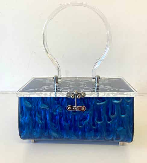 Constantine Lucite style Purse in Blue Marble