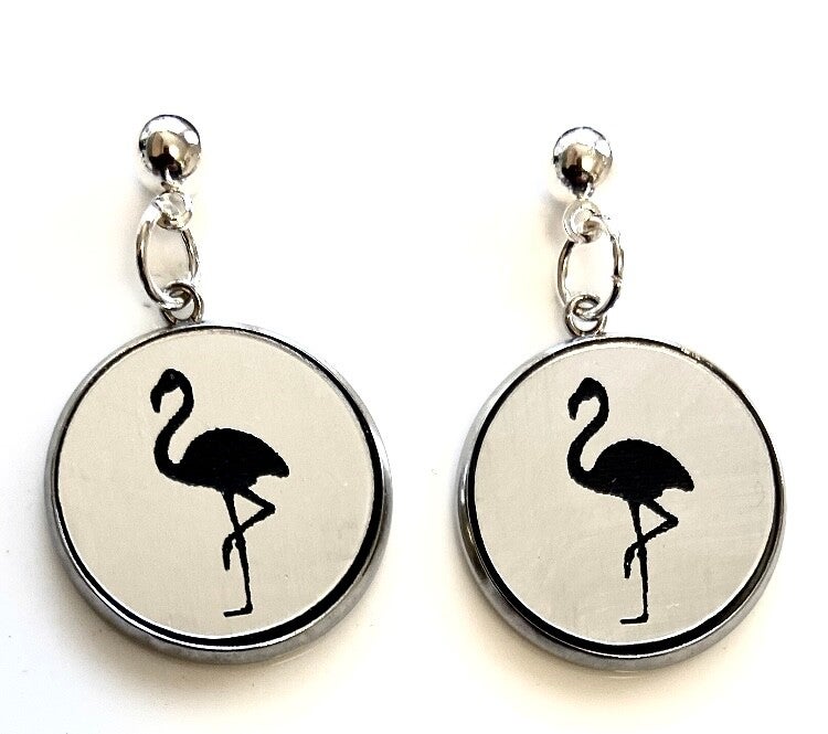 Flamingo Penny Disc Earrings