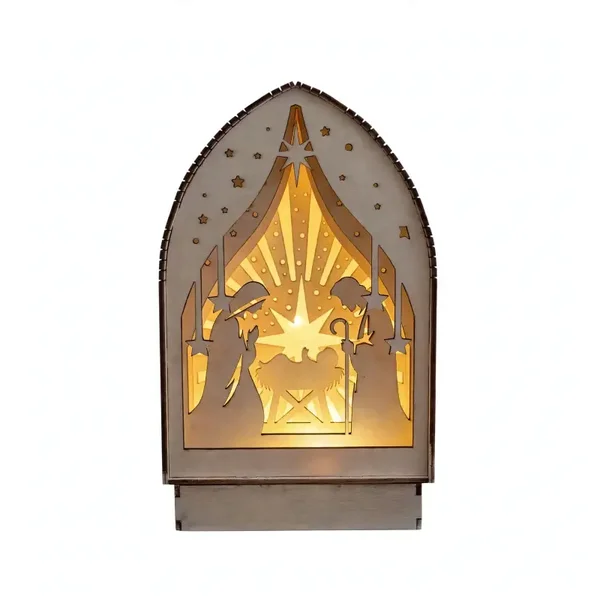 LED Krippe 3D 23cm / Teelichtbaum 28cm mit 6 Kerzen