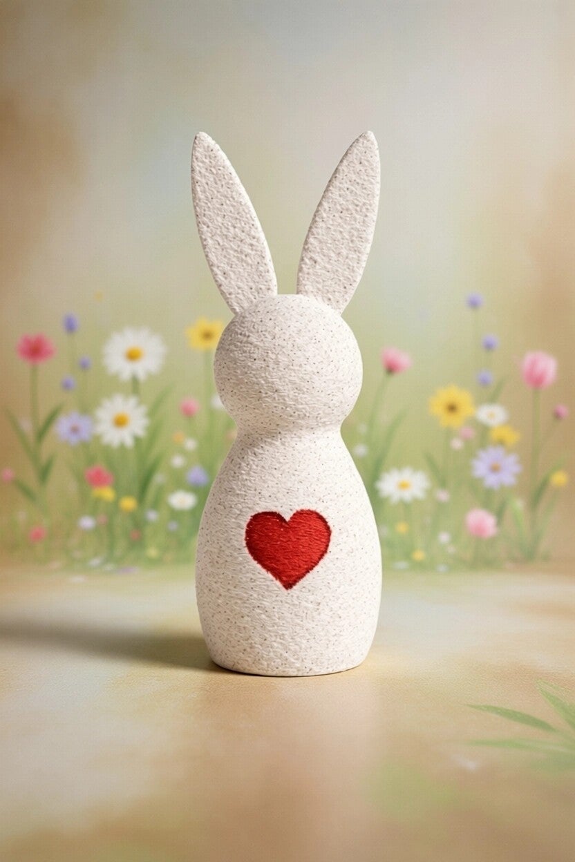 Herz-Hase aus PLA – handgemachte 3D‑Druck Figur für Ostern & Frühling