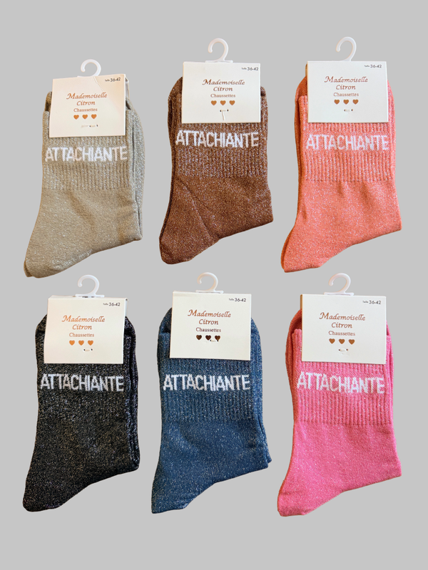 Chaussettes à paillettes « ATTACHIANTE »